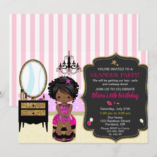 Makeup verjaardaguitnodiging Keuze nagellak uitnod Kaart (Voorkant / Achterkant)