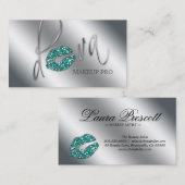 Makeup Visitekaartje Diva Blauwgroen Sparkle Lips (Voorkant / Achterkant)