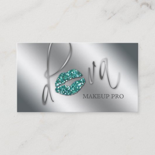 Makeup Visitekaartje Diva Blauwgroen Sparkle Lips (Voorkant)