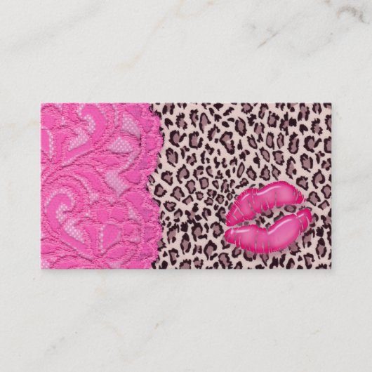 Makeup Visitekaartje Leopard Lace Pink (Voorkant)