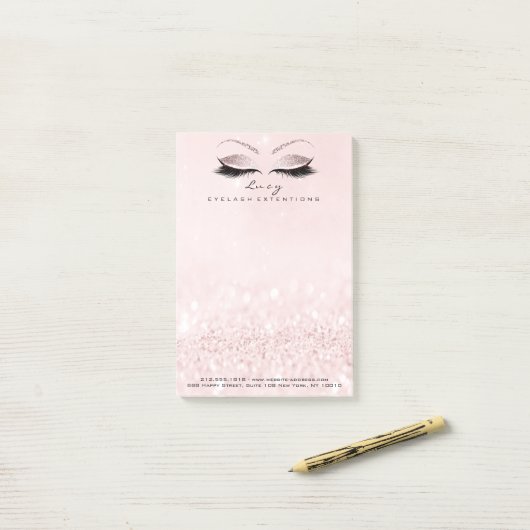 Makeup White Lashes Roos Name Web Telephone Pink Post-it® Notes (Op bureau)