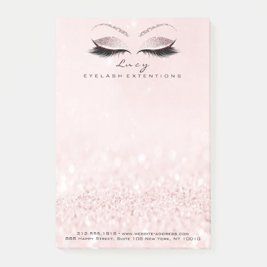 Makeup White Lashes Roos Name Web Telephone Pink Post-it® Notes (Voorkant)