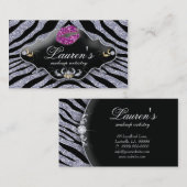 Makeup Zebra Visitekaartje Sparkle roze Black (Voorkant / Achterkant)