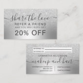 Makeup zilveren glitter ombre foil deelt de liefde aanbevelingskaartje (Voorkant / Achterkant)