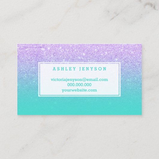 Makeup zweert typografie lavender glitter visitekaartje (Achterkant)