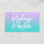 Makeup zweert typografie lavender glitter visitekaartje (Voorkant)