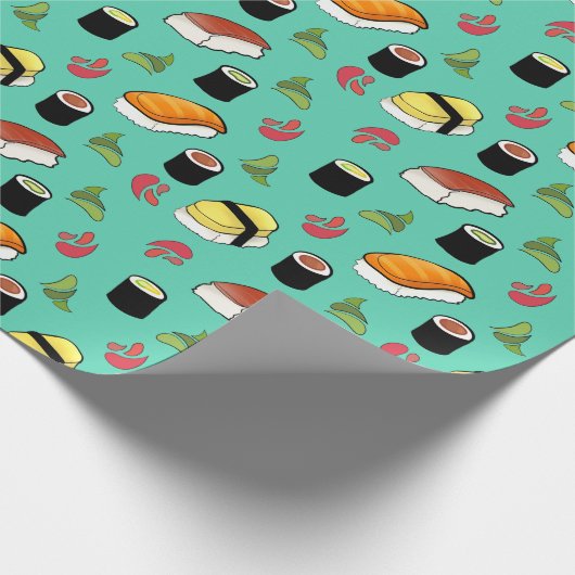 Maki en Nigiri Sushi met Wasabi en Ginger Cadeaupapier (Hoek)