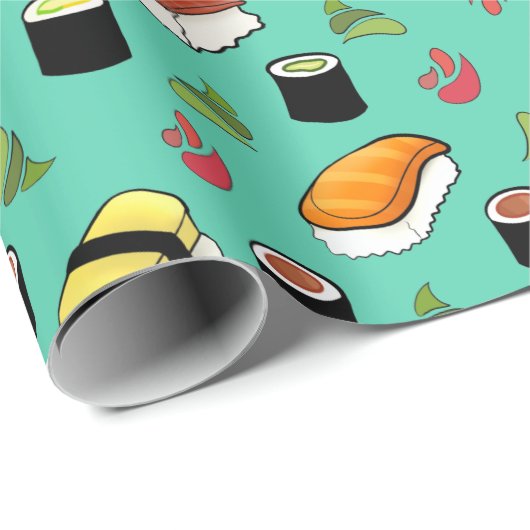 Maki en Nigiri Sushi met Wasabi en Ginger Cadeaupapier (Rol Hoek)