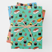 Maki en Nigiri Sushi met Wasabi en Ginger Inpakpapier Vel (In situ)