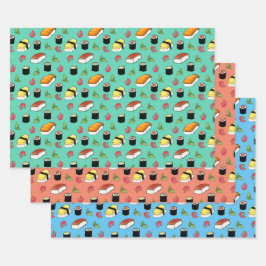 Maki en Nigiri Sushi met Wasabi en Ginger Inpakpapier Vel