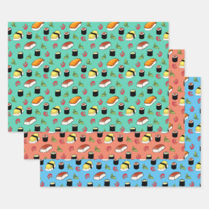 Maki en Nigiri Sushi met Wasabi en Ginger Inpakpapier Vel