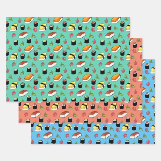 Maki en Nigiri Sushi met Wasabi en Ginger Inpakpapier Vel (Set)