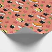 Maki en Nigiri Sushi met Wasabi en Ginger Wrapp Cadeaupapier (Hoek)