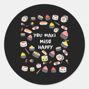 Maki Miso Happy Sushi Japan Nigiri Fish Ronde Sticker