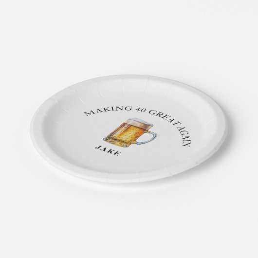 Making 40 Great Again Beer Birthday Party Papieren Bordje (Gekanteld)