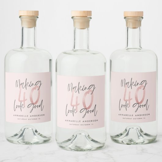 Making 40 kijken goed girly roze glitter verjaarda likeurfles etiket (Flessen)