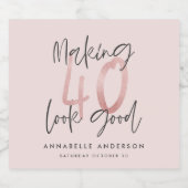 Making 40 kijken goed girly roze glitter verjaarda likeurfles etiket (Enkel label)