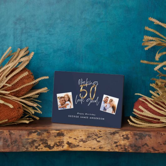 making 50 look good blue and gold birthday  fotoplaat (Zijkant)