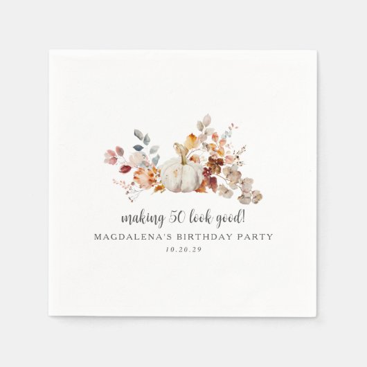 Making 50 ziet er goed op maat Herfst Verjaardag Servet (Voorkant)