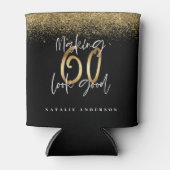 Making 60 kijken goed gouden glitter verjaardag blikjeskoeler (Voorkant)