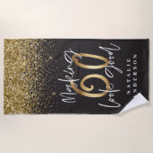 Making 60 kijken goed gouden glitter verjaardag strandlaken (Voorkant)
