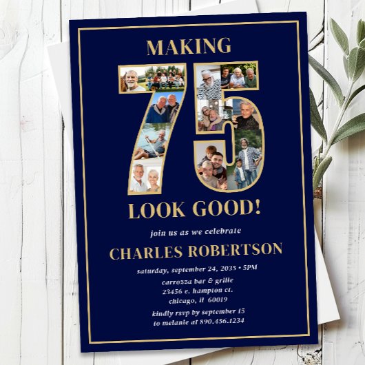 Making 75 Look Good Photo Birthday Kaart