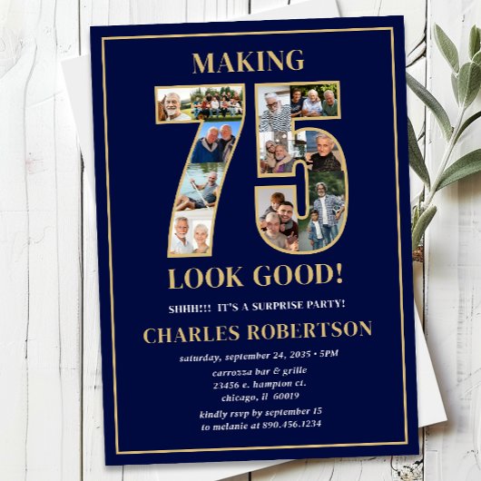 Making 75 Look Good Photo Surprise Birthday Kaart