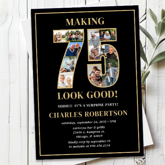 Making 75 Look Good Photo Surprise Birthday Kaart