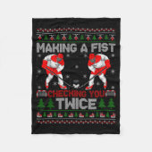 Making A Fist Checking You Twice Ugly Ice Hockey C Fleece Deken (Voorkant)