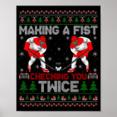 Making A Fist Checking You Twice Ugly Ice Hockey C Poster (Voorkant)