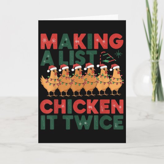 Making A List Chicken It Twice Christmas Xmas Chic Kaart (Voorkant)