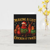 Making A List Chicken It Twice Funny Christmas  Kaart (Gele Bloem)