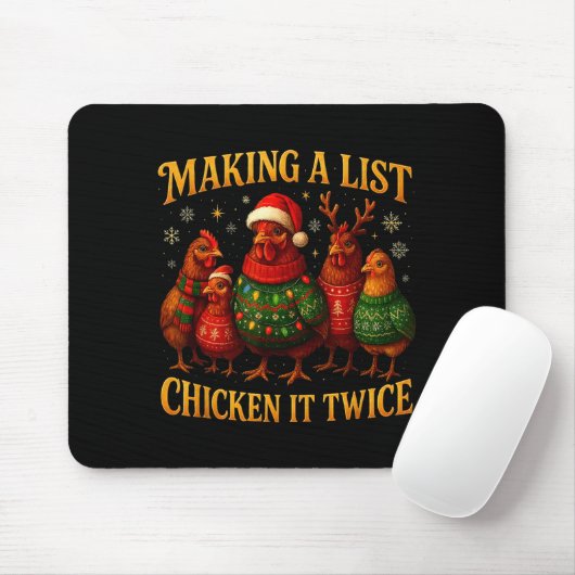 Making A List Chicken It Twice Funny Christmas Muismat (Met muis)