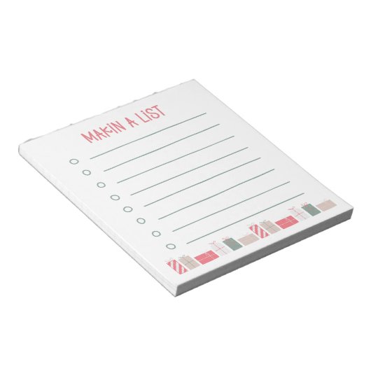 Making A List | Christmas Shopping Gift Notepad Notitieblok (Schuin)