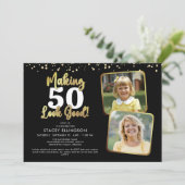 Making AGE Look Good 2 foto's Zwart Goud Verjaarda Kaart (Staand voorkant)