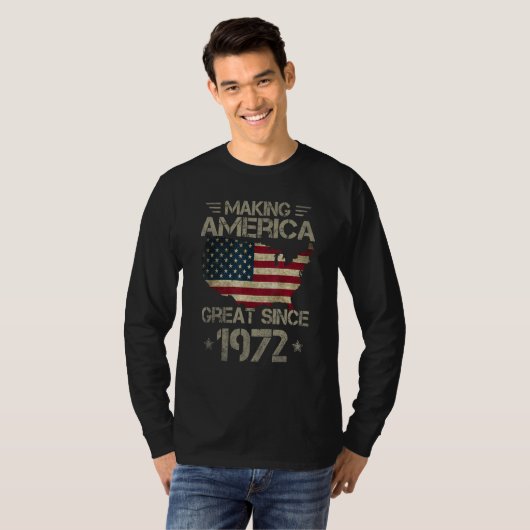 Making America Great Since 1972 USA Flag Retro Bir T-shirt (Voorkant volledig)