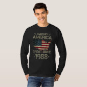 Making America Great Since 1988 USA Flag Retro Bir T-shirt (Voorkant volledig)