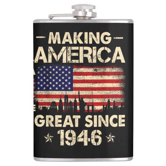 Making America Great sinds 1946 Retro 76ste verjaa Heupfles (Voorkant)
