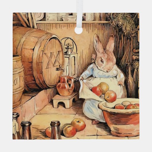 "Making Apple Cider" van Beatrix Potter Glas Ornament (Achterkant)