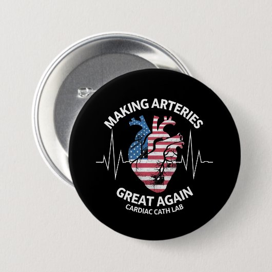 Making Arteries Great Again Hartkatheterisatielab Ronde Button 7,6 Cm (Voorkant /achterkant)