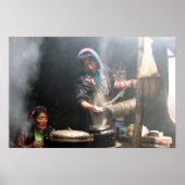 Making Butter Tea (Foto van David Berry) Poster (Voorkant)