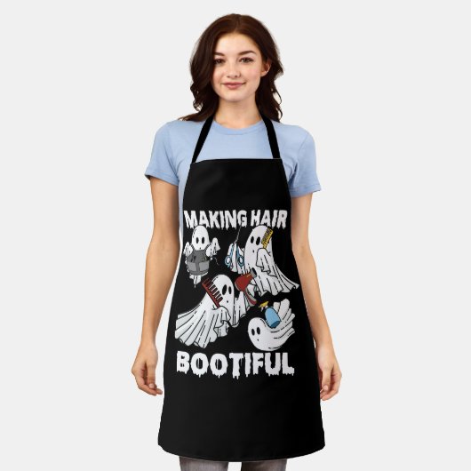 Making Hair Bootiful Grappige Enge Ghost Kapper Schort (Gedragen)