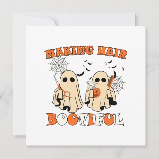 Making Hair Grappig Ghost Kapper Halloween Bedankkaart (Achterkant)
