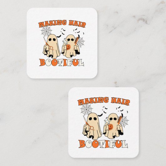 Making Hair Grappig Ghost Kapper Halloween Vierkante Visitekaartje (Voorkant / Achterkant)