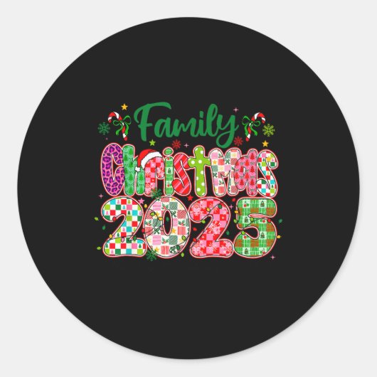 Making Memories Together Xmas Pajamas Family Chris Ronde Sticker (Voorkant)