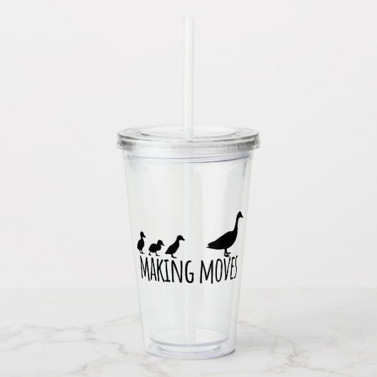 Making Moves Mama Duck and Ducklings Motivational Acryl Drinkbeker (Voorkant)