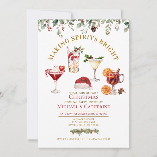 Making Spirit Bright Christmas Holiday Party Kaart (Voorkant)