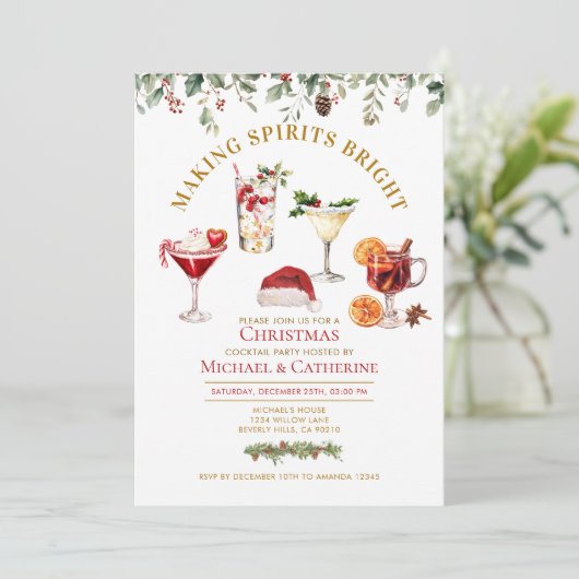 Making Spirit Bright Christmas Holiday Party Kaart (Staand voorkant)