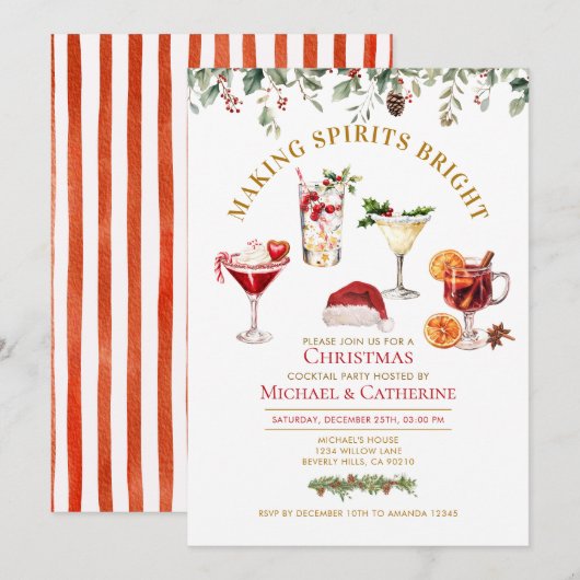 Making Spirit Bright Christmas Holiday Party Kaart (Voorkant / Achterkant)