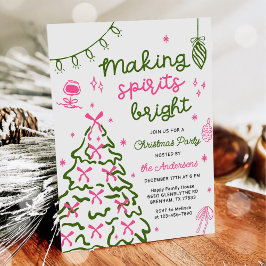 Making Spirit Bright Hand Drawn Christmas Party Kaart